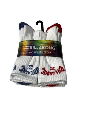 Billabong Men’s Shoe Size 8-12 (8 Pack/Pair) Half Cushion Crew Socks NEW